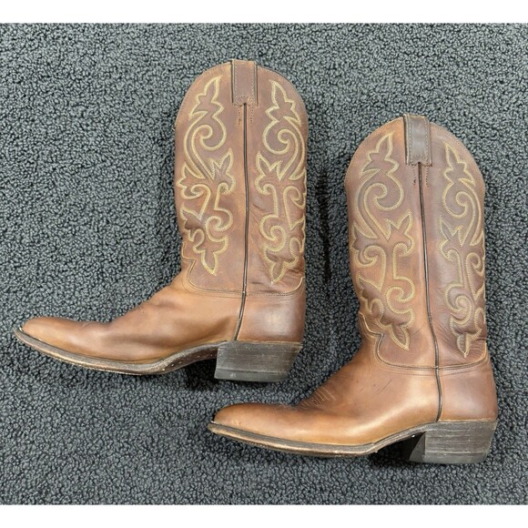 Justin Western Boots Style #2252 Bay Brown Leather Mens 7.5 EE Made In USA main image 8